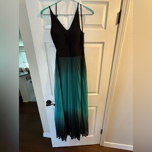 Betsy & Adam Black and Teal Maxi Dress